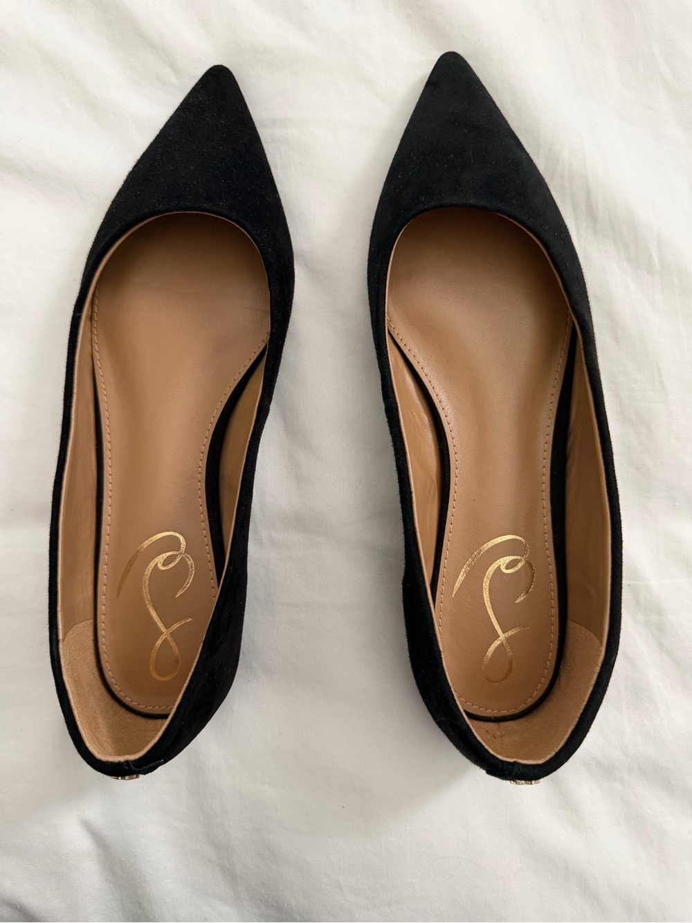 Sam Edelman Classic Black Pointed-Toe Suede Flats